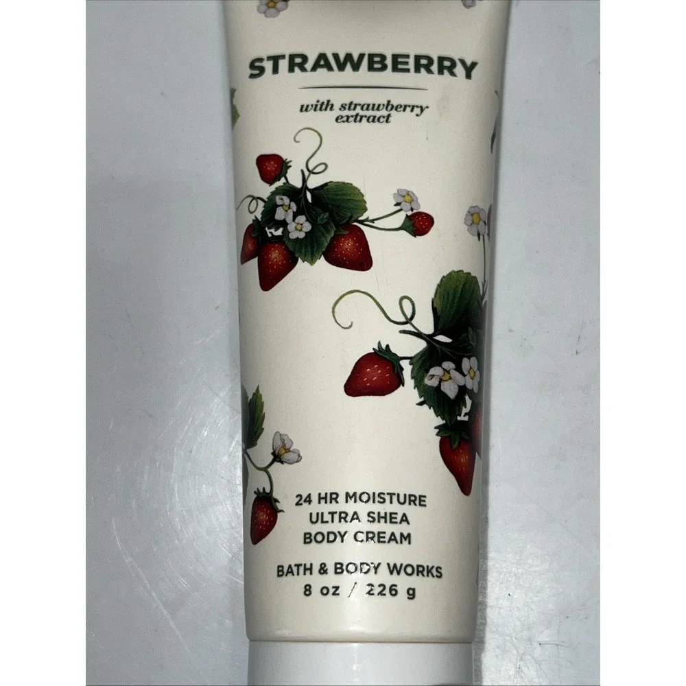 Bath & Body Works Strawberry‎ 24 hour Moisture Ultra Shea Body Cream 8oz Retired
